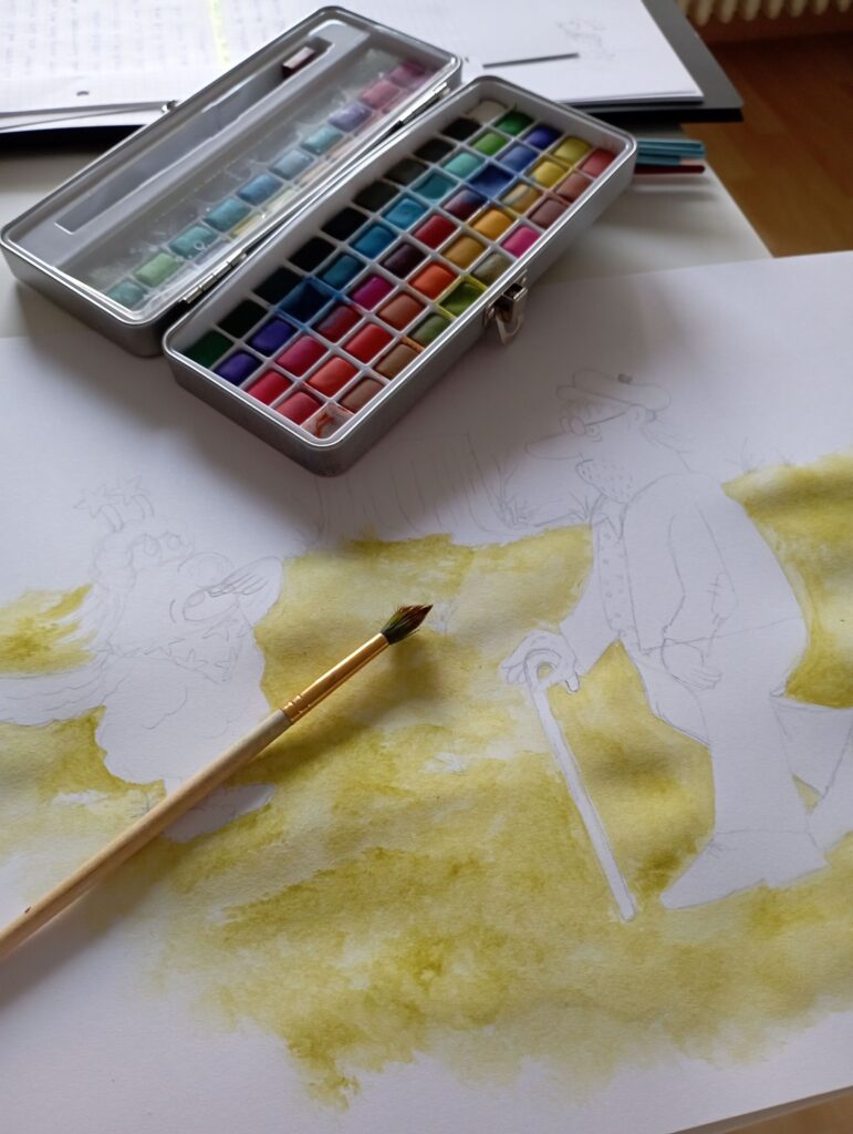Pinsel mit Farben